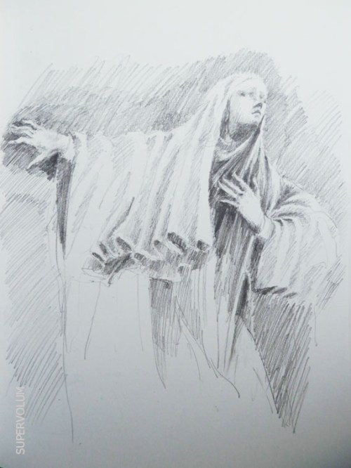 statue drapée dessin Roma